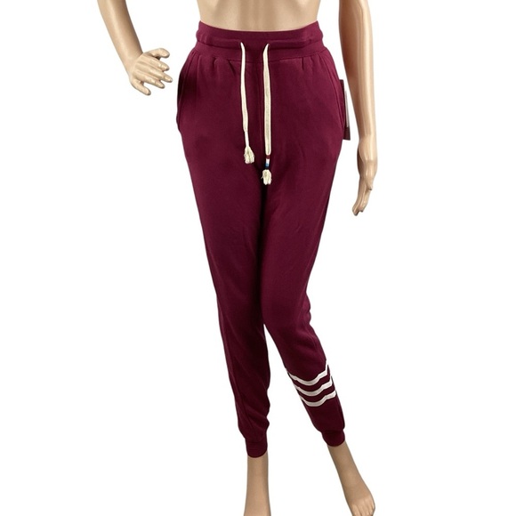 Sol Angeles Waves Jogger Pants Cranberry XS Modal Blend NWT - Picture 1 of 7